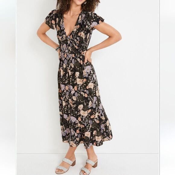 Maurices Dark Floral Midi Dress - Picture 1 of 13